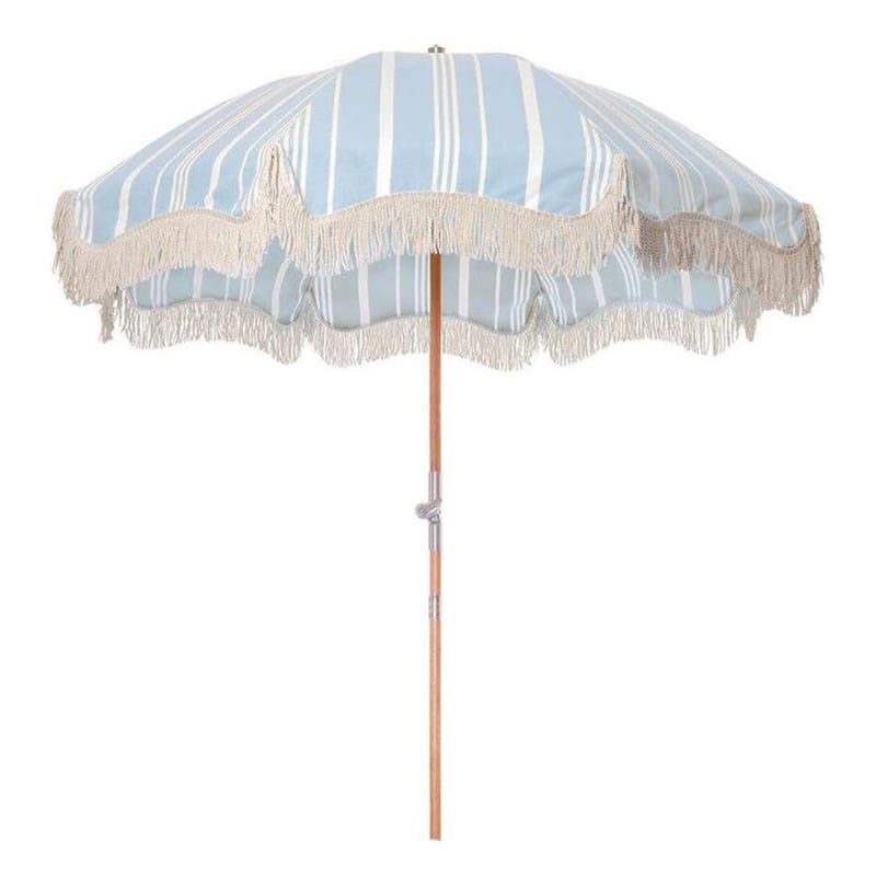 Blue Stripe Fringe Umbrella