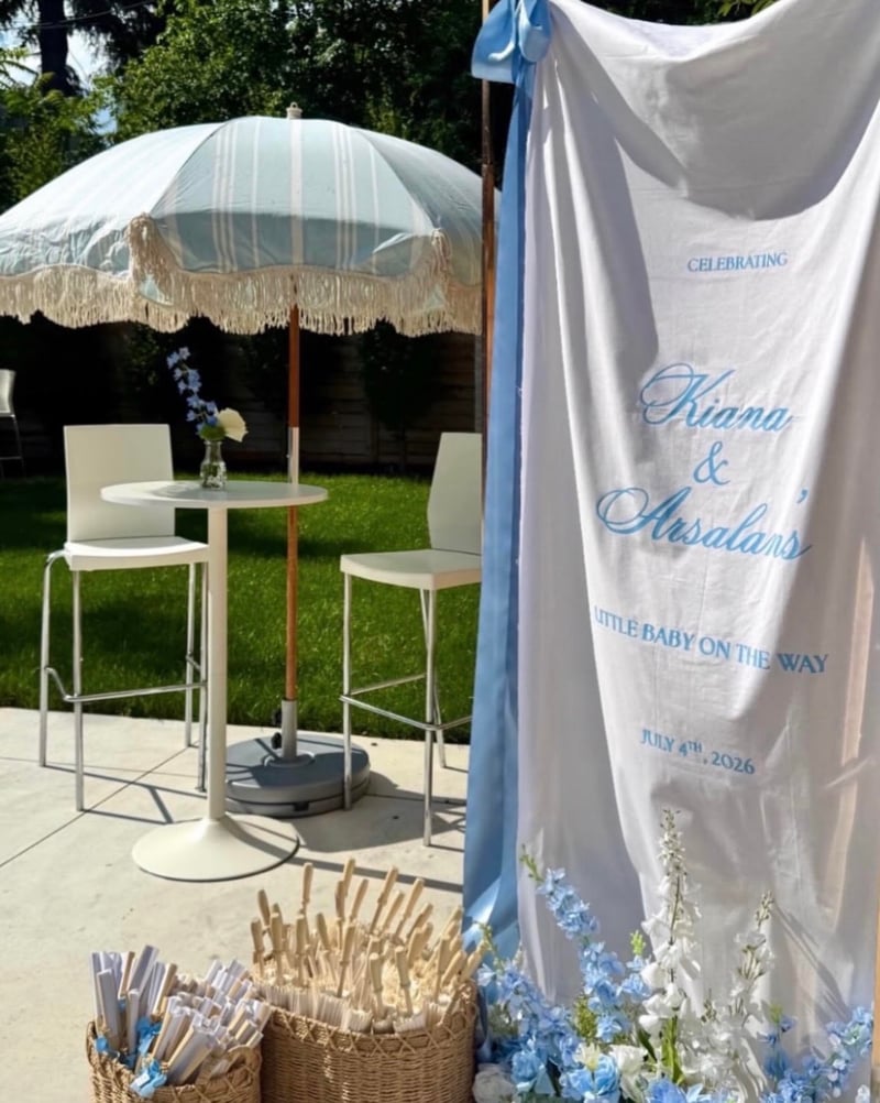 Blue Stripe Fringe Umbrella
