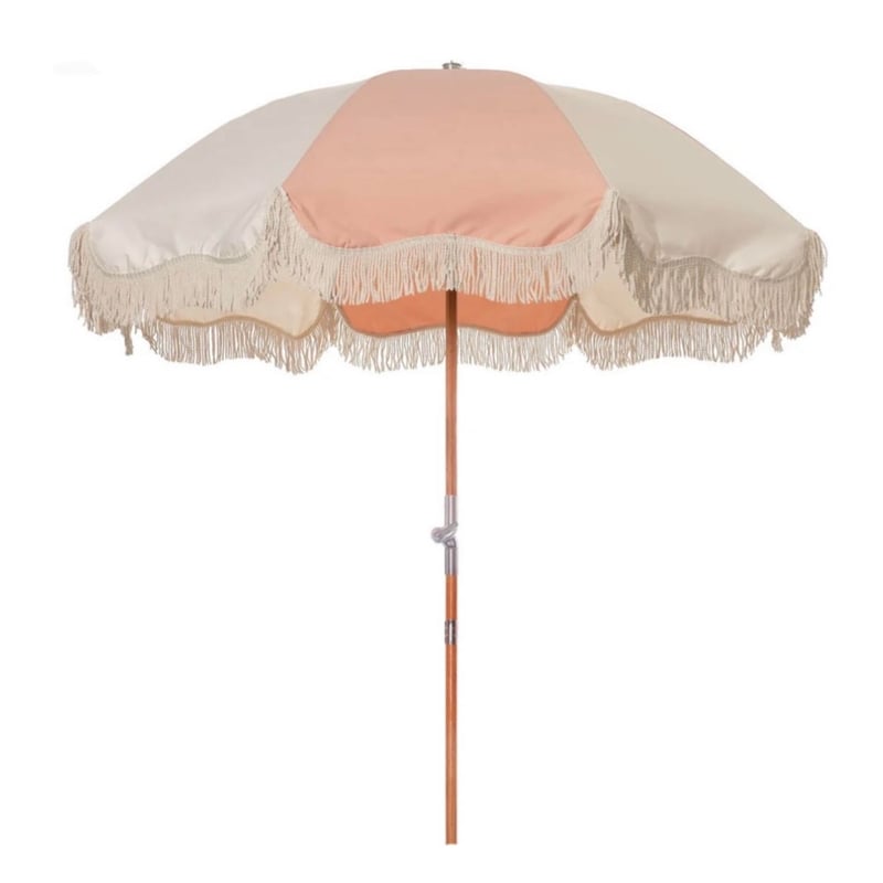 Pink & White Sherbert Fringe Umbrella