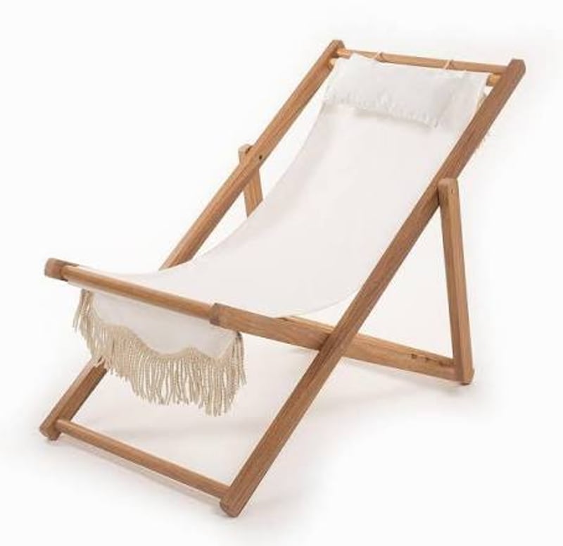 White Fringe Sling Chair