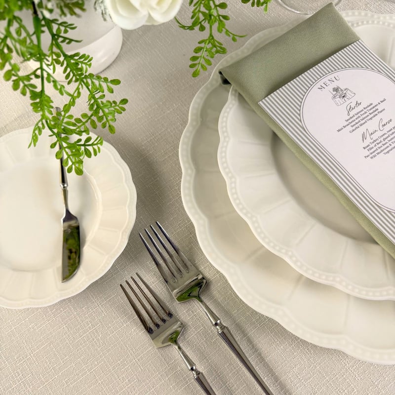 Woven Round Tablecloth - Bone