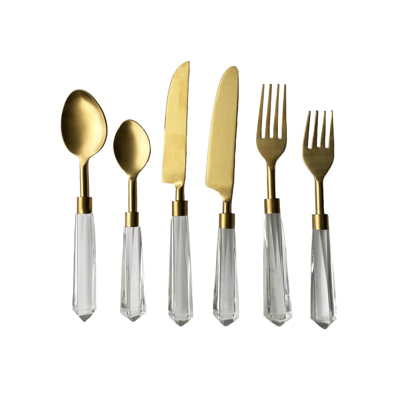 London Gold Clear Handle Flatware Set