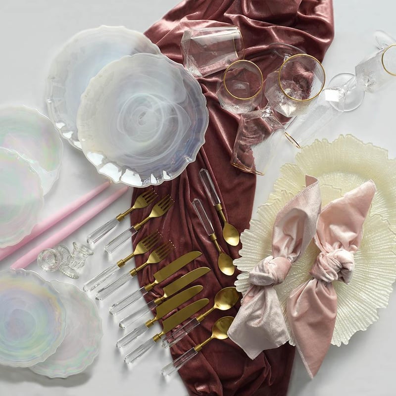 London Gold Clear Handle Flatware Set