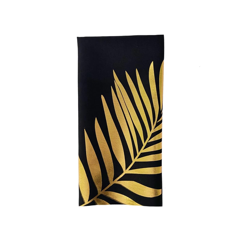 Gold Palm Poly Napkin - Black