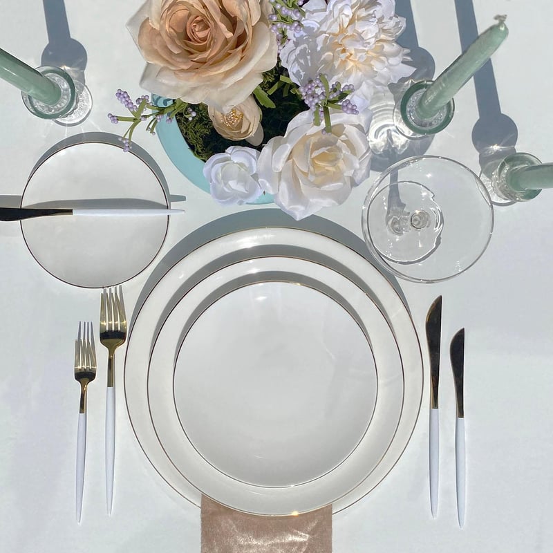 Gold Rim Porcelain 8" Side Plate