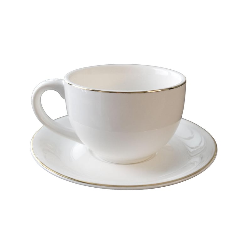 Gold Rim Porcelain Cup/Saucer Set