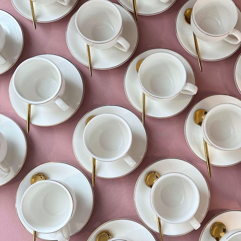 Gold Rim Porcelain Cup/Saucer Set