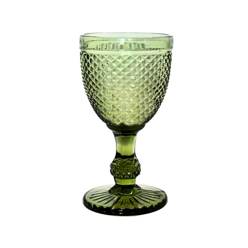 Olive Studded Glass Goblet