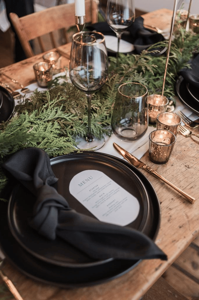Black High Rim Matte Dinnerware Set