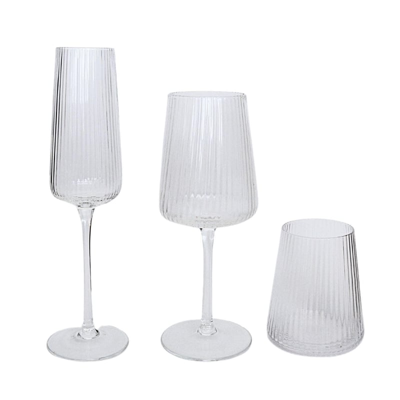Ribbed Wine Glassware Set - Clear