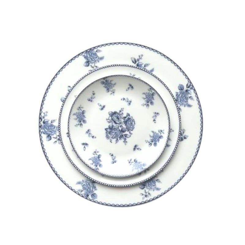Vintage Blue Floral Dinnerware Set